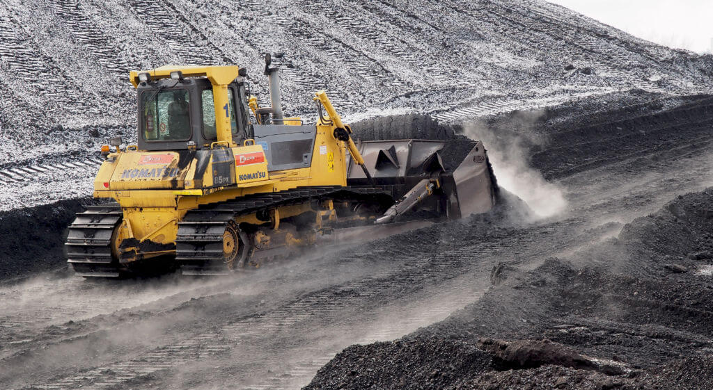 Komatsu D85 pushing Indonesian coal in Power plant Ljubljana