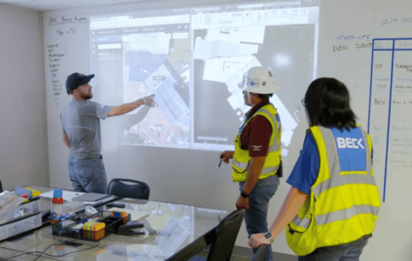 The Beck Group using Skycatch during a planning meeting
