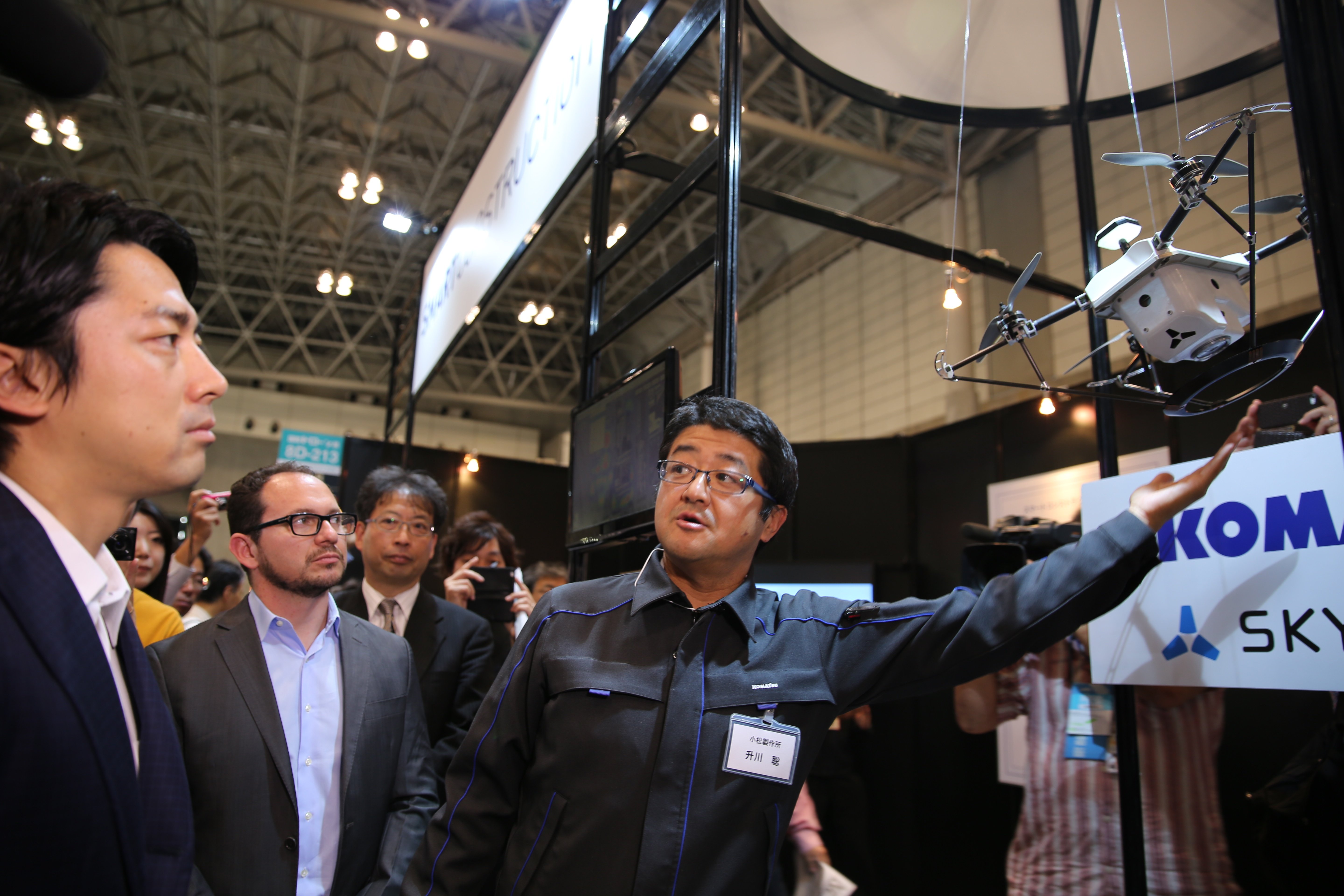 Prospective PM , Shinjirō Koizumi, at Japan's International Drone Expo with Skycatch CEO, Christian Sanz